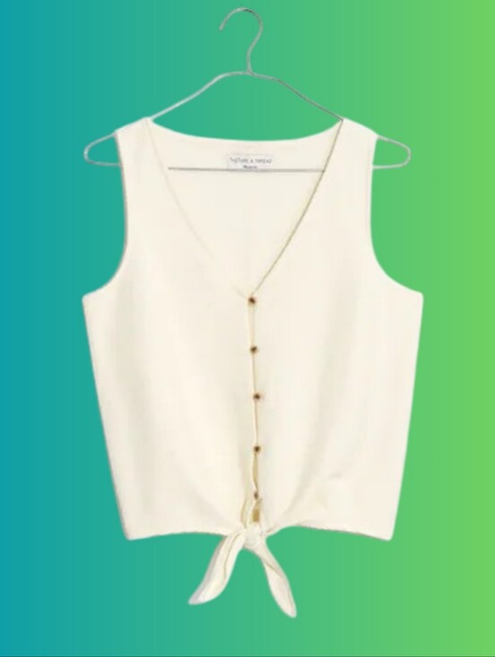 Madewell Tops - Madewell Texture and Thread Cropped Button Down Tie Front Tank Top - ivory - M